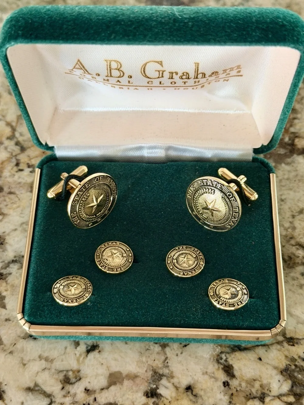 A.B. GRAHAM | Vintage State of Texas Seal Studs and Cufflinks Set